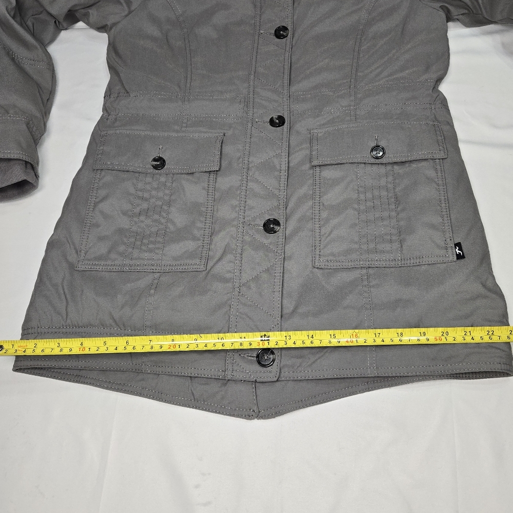 Hollister Women's Gray Jacket/ Parka with Faux Fur Hood Size Large *LIKE NEW* - Picture 9 of 12